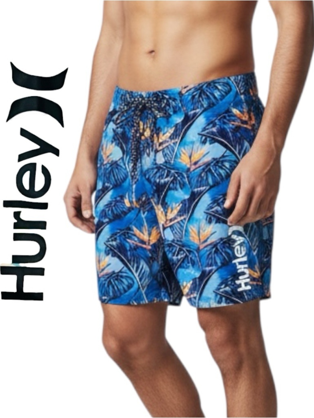 Hurley Shorts Swim Trunks Blue Glaze Tropical Birds Of Paradise Men’s Sz 32 NWOT